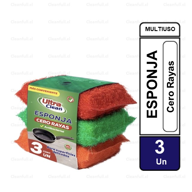 ESPONJA ULTRA CLEAN CERO RAYAS PACK 3 UND