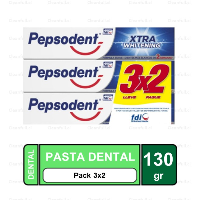 PACK PASTA DENTAL PEPSODENT XTRA WHITENING 3 UN 130 GR