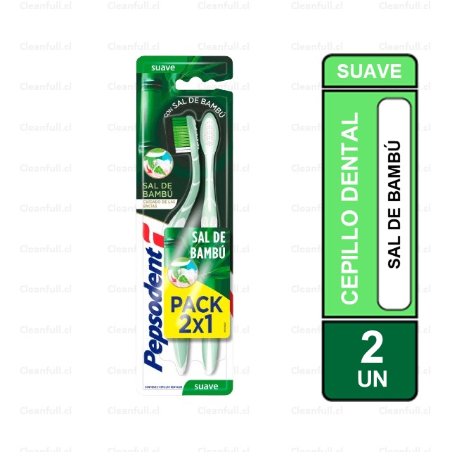 CEPILLO DE DIENTES PEPSODENT SAL DE BAMBU SUAVE 2U