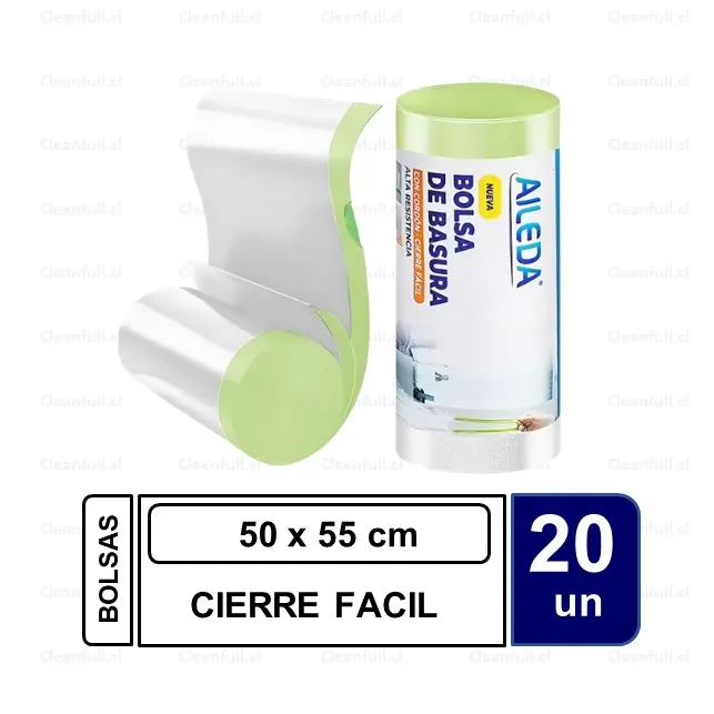 BOLSA BASURA AILEDA BLANCA 50 X 55 CIERRE FACIL 20UN
