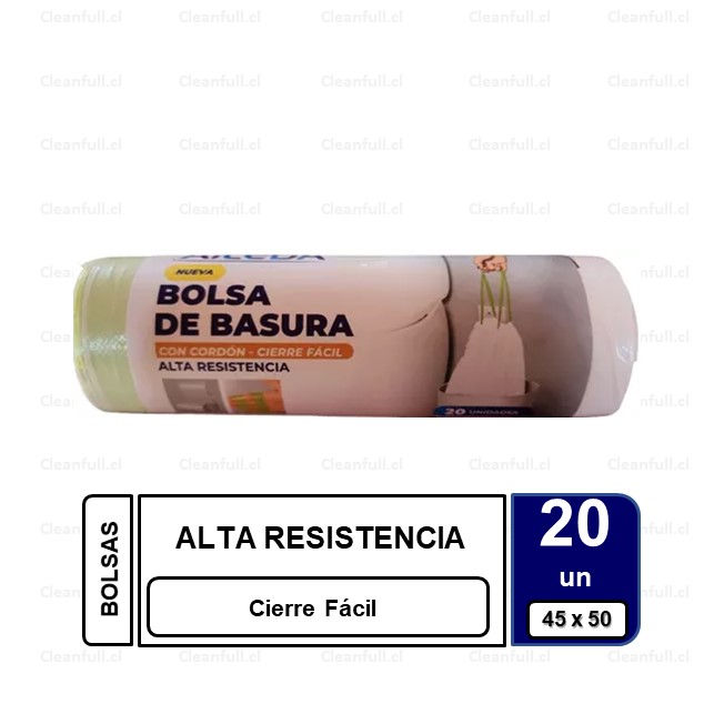 BOLSA BASURA AILEDA BLANCA 50 X 55 CIERRE FACIL 20UN