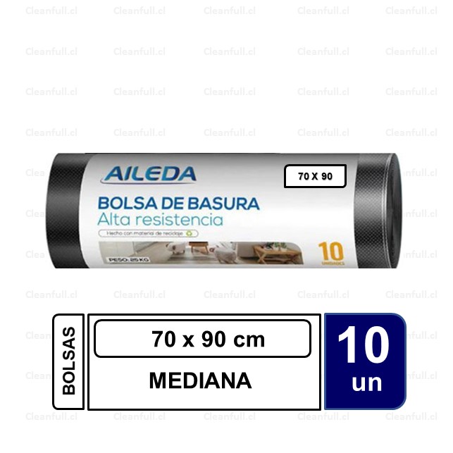 BOLSA BASURA AILEDA MEDIANA 70 X 90 10 UN