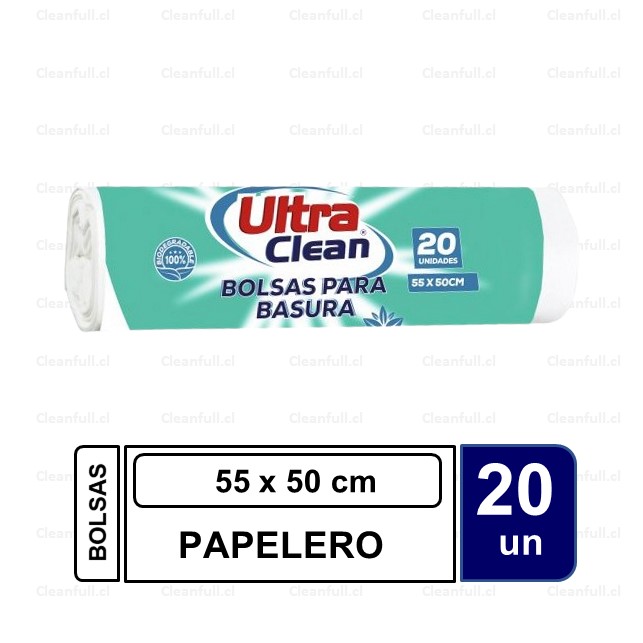 BOLSA BASURA BLANCA ULTRA CLEAN 55 X 50 20UN