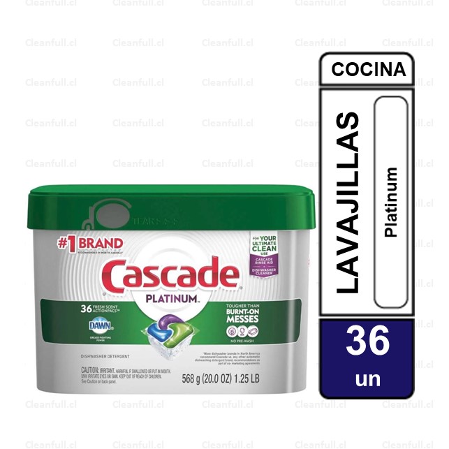 DETERGENTE LAVAVAJILLAS CASCADE PLATINUM FRESH 36 UN
