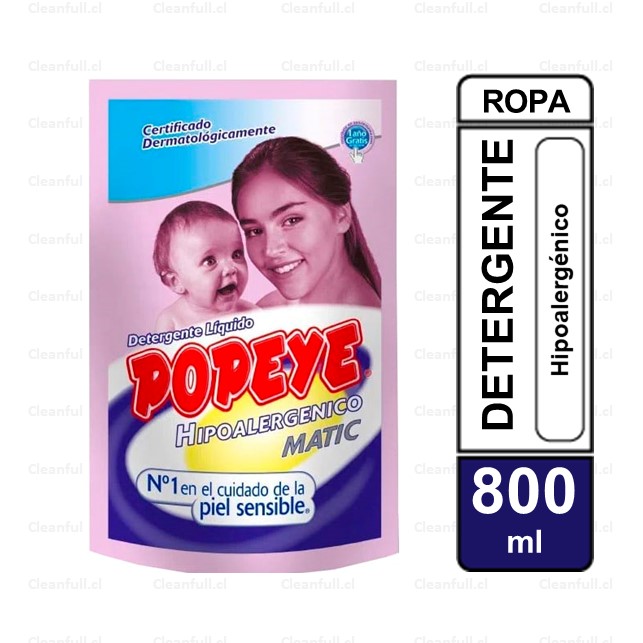 DETERGENTE LIQUIDO POPEYE HIPOALERGENICO 800 ML