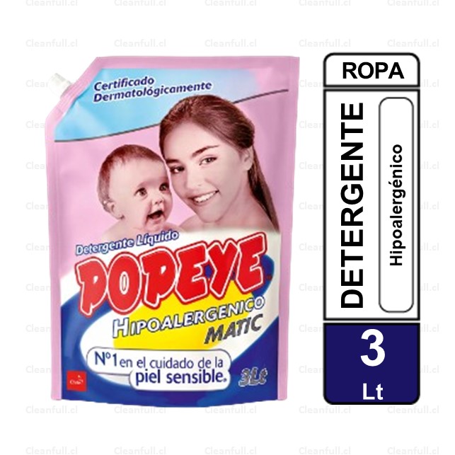 DETERGENTE LIQUIDO POPEYE BEBE HIPOALERGENICO 3L
