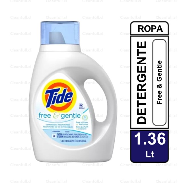 DETERGENTE LIQUIDO TIDE FREE 32 LAVADA 1.36 LT