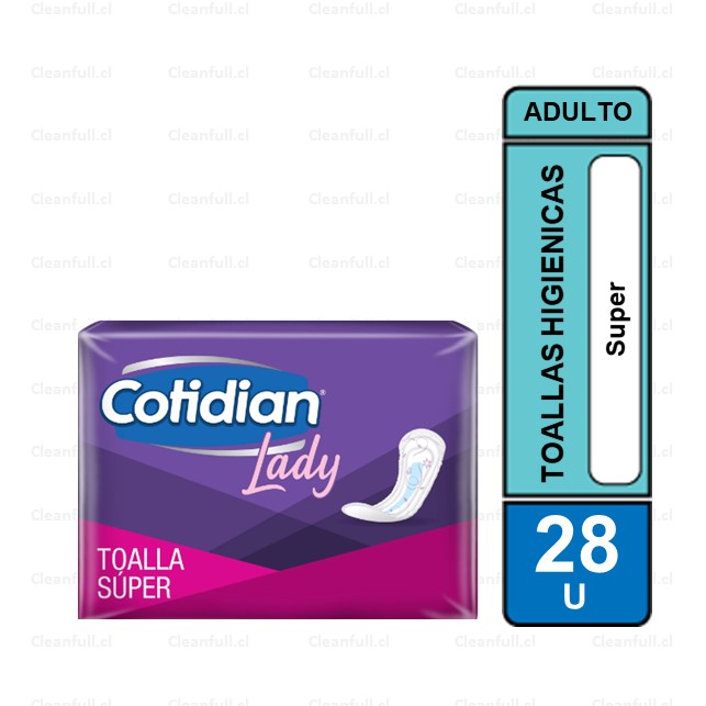 TOALLAS SUPER HIGIENICAS COTIDIAN LADY 28UN