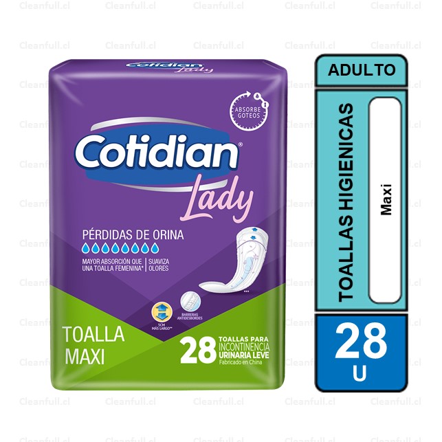 TOALLAS MAXI HIGIENICAS COTIDIAN LADY 28UN