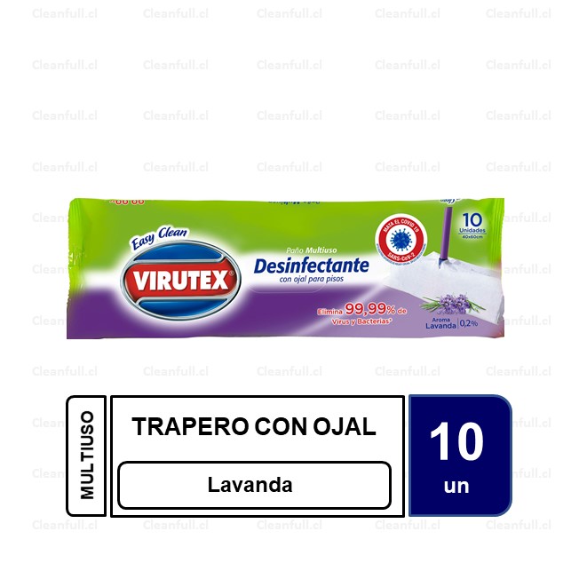 TRAPERO HUMEDO DESINFECTANTE VIRUTEX LAVANDA 10UN