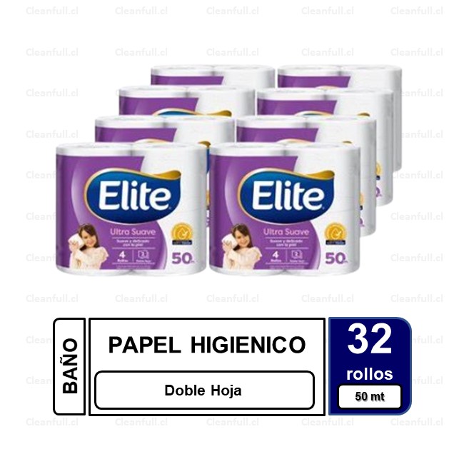 MANGA PAPEL HIGIENICO ELITE ULTRA DOBLE HOJA 32 UNI 50 M
