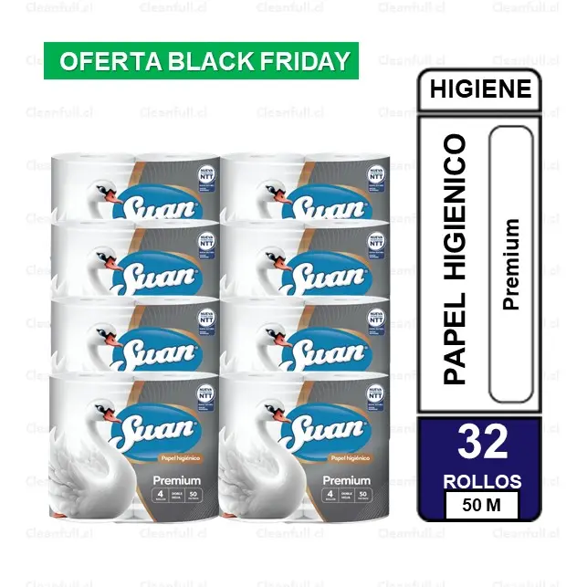 MANGA PAPEL HIGIENICO DH SWAN PREMIUM 32 ROLLOS 50 MT 