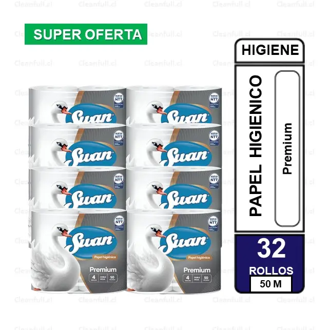 MANGA PAPEL HIGIENICO DH SWAN PREMIUM 32 ROLLOS 50 MT 