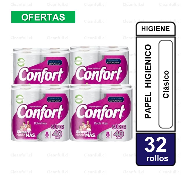 MANGA PAPEL HIGIENICO CONFORT DH 32 ROLLOS  40 MT 