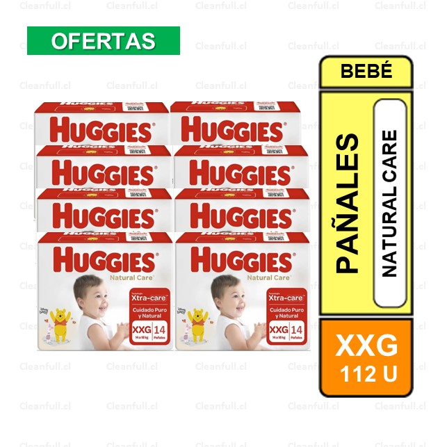 MANGA PAÑALES HUGGIES NATURAL CARE XXG 112 UN