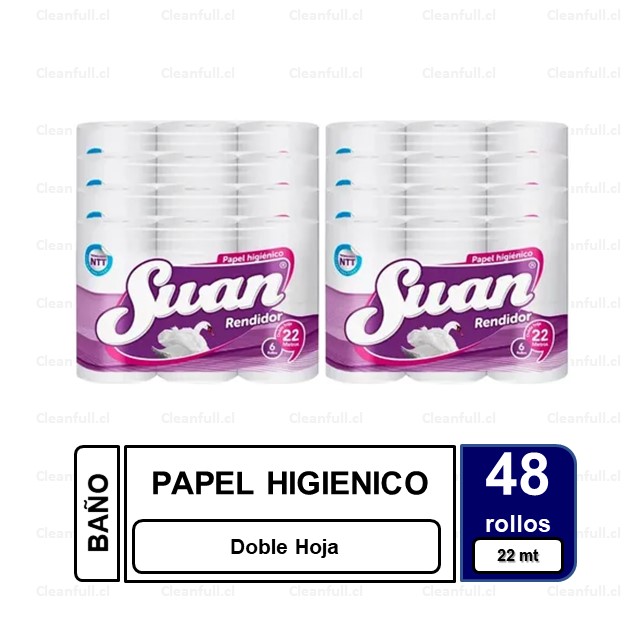 MANGA PAPEL HIGIENICO SWAN CISNE 48 ROLLOS 22M C/U.