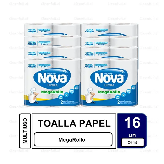 MANGA TOALLA DE PAPEL NOVA DH MEGA ROLLO 16 UN 24 MT