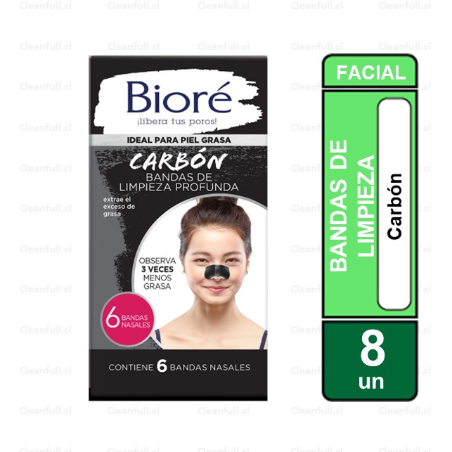 BANDAS DE LIMPIEZA PROFUNDA BIORE CARBON NATURAL
