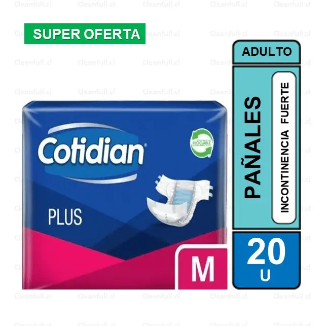 PAÑALES ADULTO COTIDIAN PLUS M 20