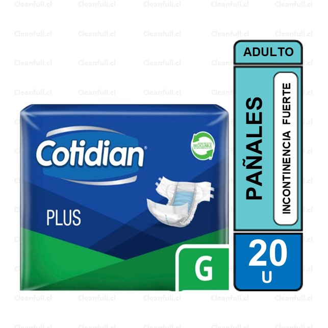 PAÑALES ADULTO COTIDIAN  PLUS G  20 UN
