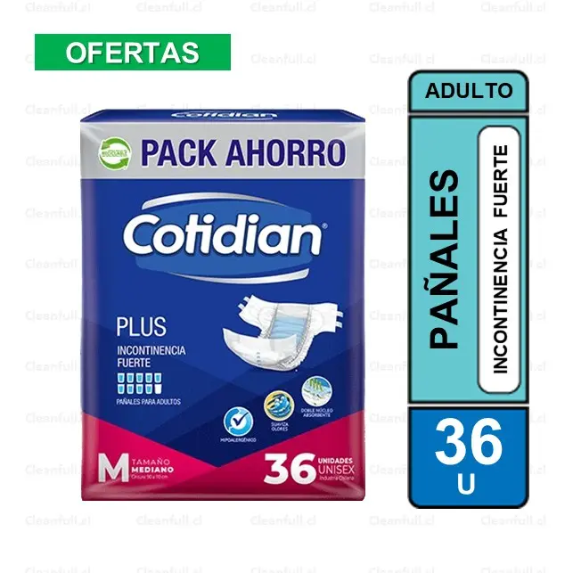 PAÑALES ADULTO COTIDIAN PLUS M 36