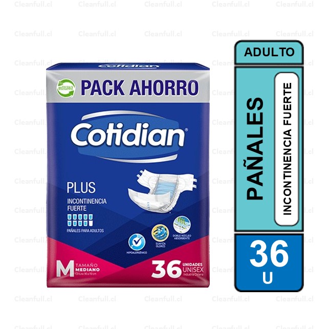 PAÑALES ADULTO COTIDIAN PLUS M 36