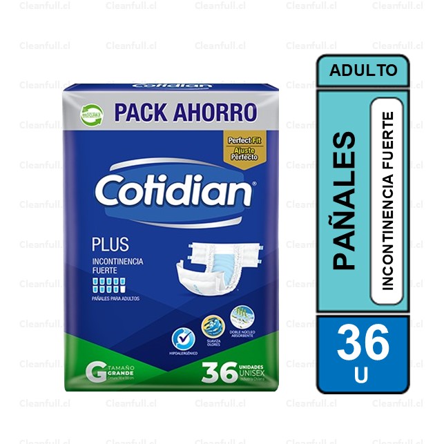 PAÑALES ADULTO COTIDIAN  PLUS G 36