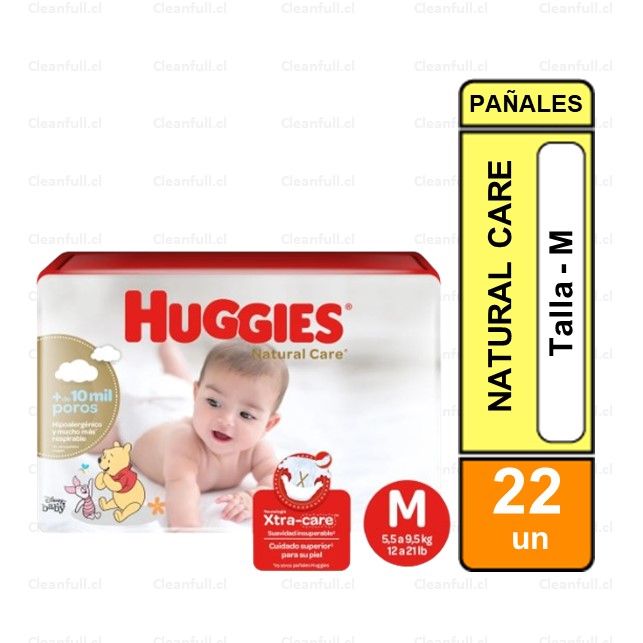 PAÑALES HUGGIES NAT CARE M 22