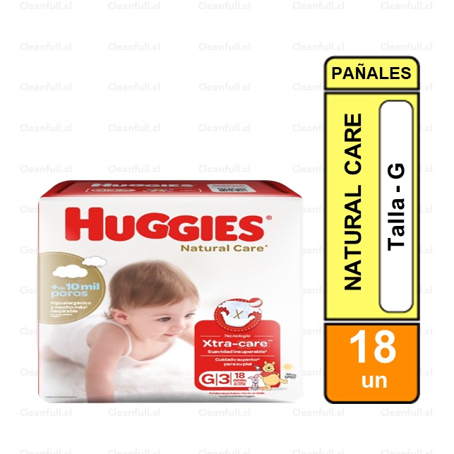 PAÑALES HUGGIES NAT CARE G 18