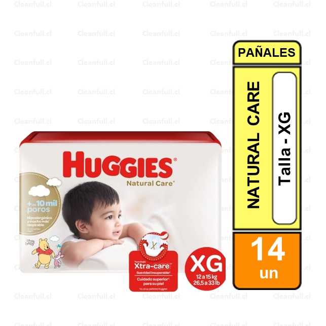 PAÑALES HUGGIES NAT CARE XG 14