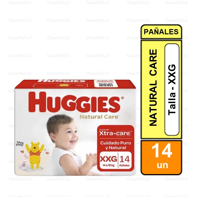 PAÑALES HUGGIES NAT CARE XXG 14