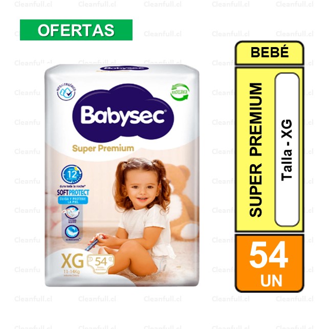 PAÑALES BABYSEC SUPER PREMIUN XG 54 UN