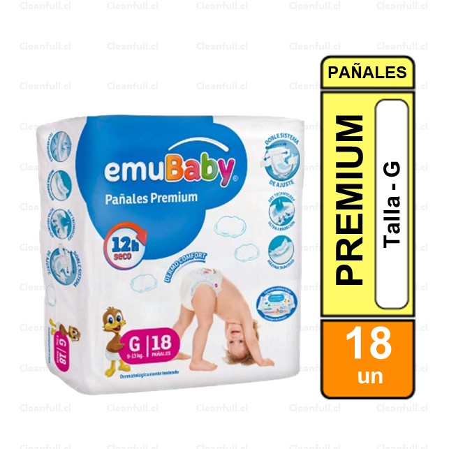 PAÑALES EMUBABY PREMIUM G  18