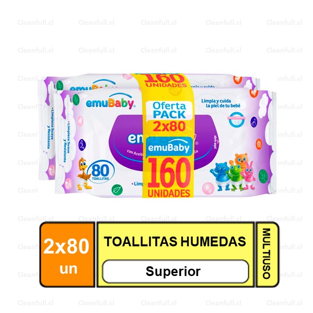 TOALLAS HUMEDAS EMUBABY ST SUPERIOR 2 PQ DE 80 UN