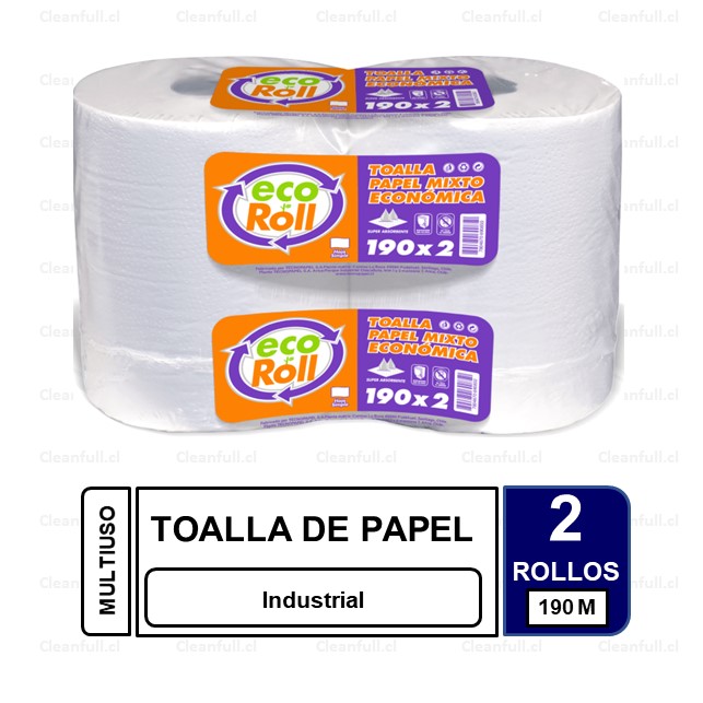 TOALLA DE PAPEL INDUSTRIAL 190 MT X 2 ROLLOS