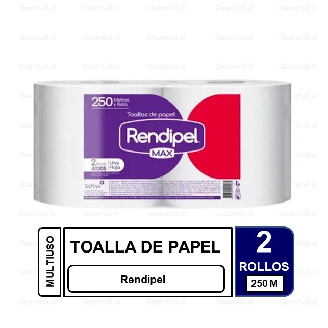 TOALLA DE PAPEL RENDIPEL 250 MT X 2 ROLLOS