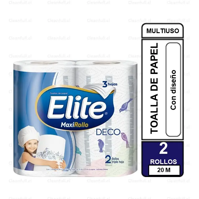 TOALLA DE PAPEL ELITE DECO MAXI ROLLO 2 UN 20MT