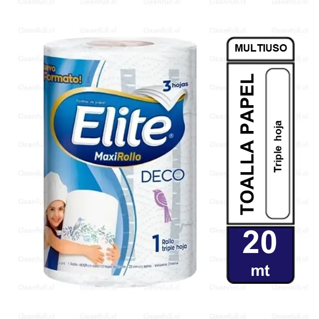 TOALLA DE PAPEL ELITE DECO MAXI ROLLO 1 UN 20MT