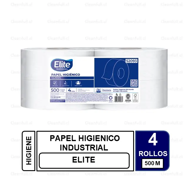 PAPEL HIGIENICO ELITE INDUSTRIAL 4 UN 500 MT