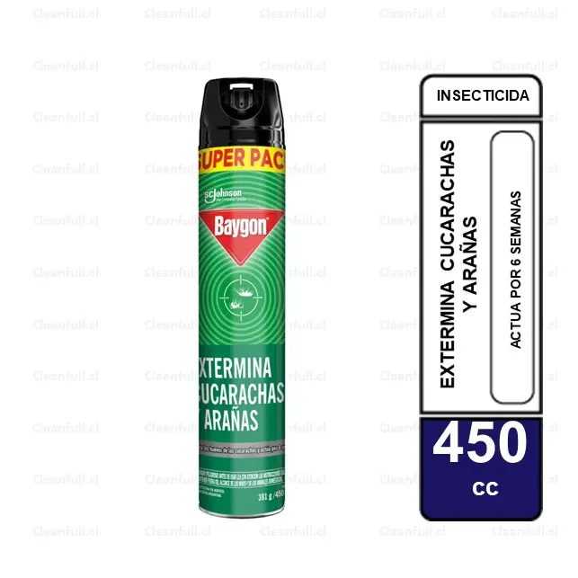 INSECTICIDA BAYGON EXTERMINA CUCARACHAS Y ARAÑAS 450 CC