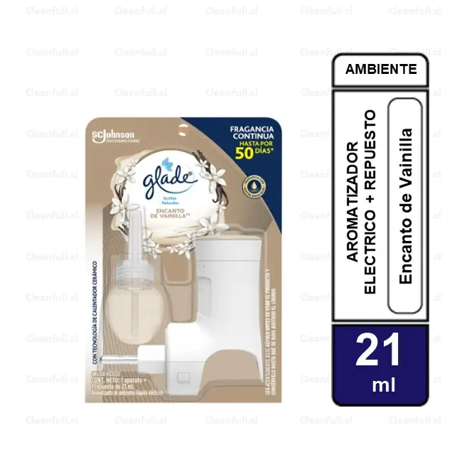 AROMATIZADOR GLADE ELECTRICO + REPUESTO 21 ML ENCANTO VAINILLA 