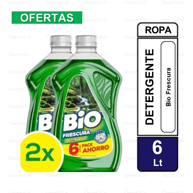 PACK 2 UN DETERGENTE LIQUIDO BIO FRESCURA VERDE 3L