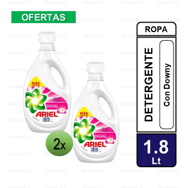 DETERGENTE ARIEL LIQUIDO TOQUE DOWNY 1.8 PACK 2 UN
