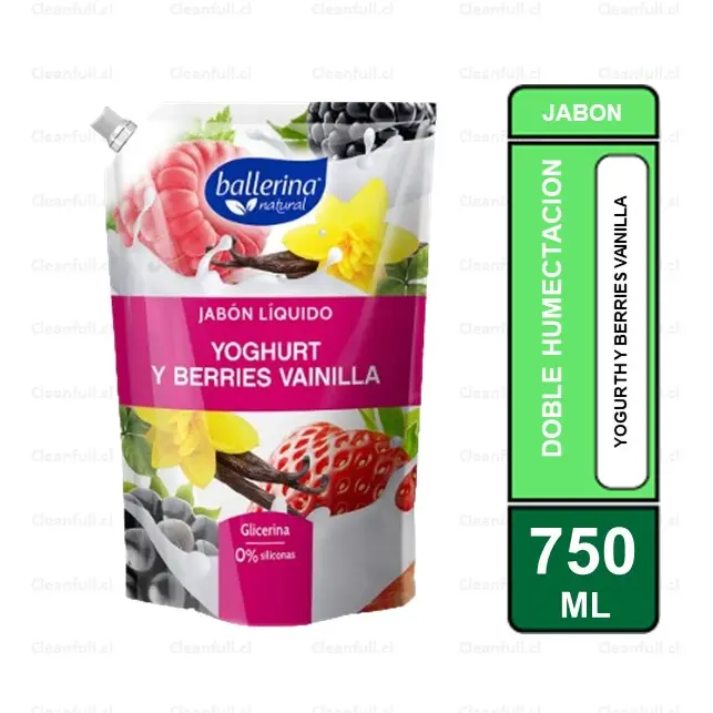 JABON LIQUIDO BALLERINA YOGHURT Y BERRIES VAINILLA 750 ML