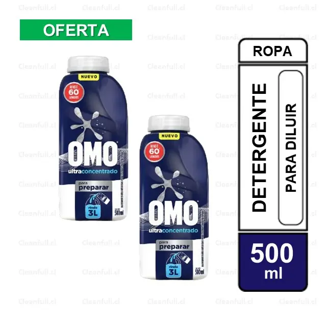 PACK X2 DETERGENTE LIQUIDO OMO PARA DILUIR 500ML 