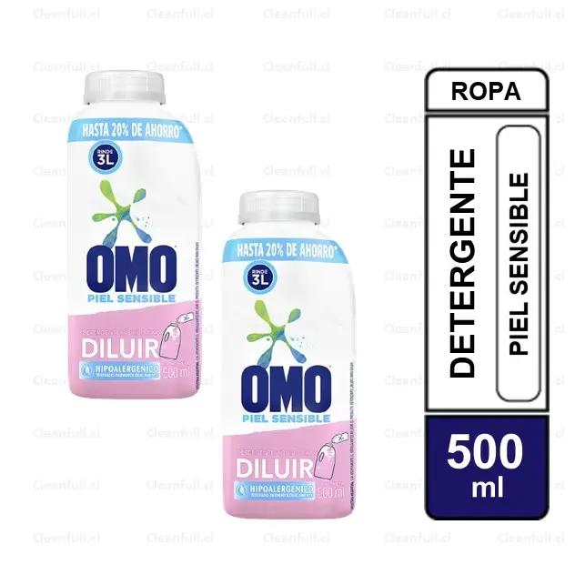PACK X2 DETERGENTE LIQUIDO OMO PIEL SENSIBLE 500ML 