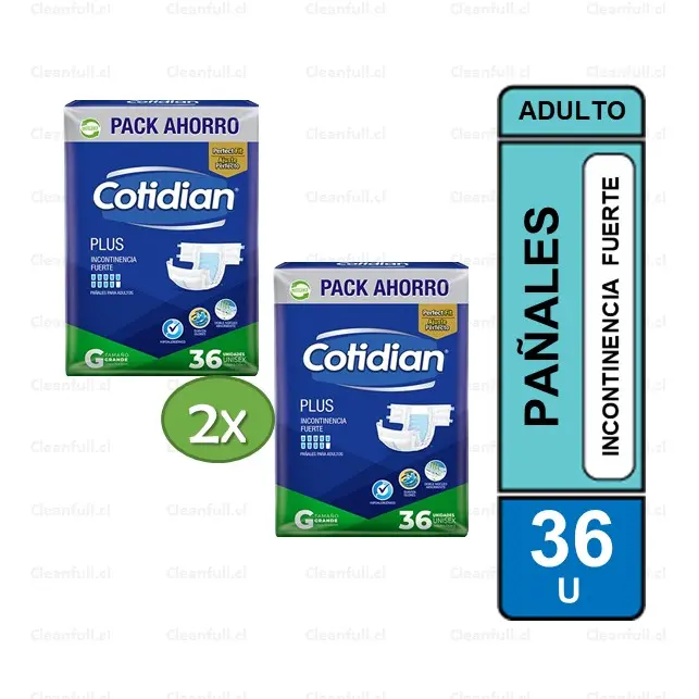 PAÑALES ADULTO COTIDIAN  PLUS G-36 PACK 2