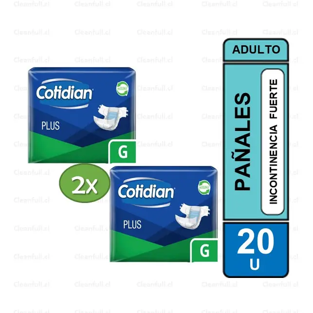 PAÑALES ADULTO COTIDIAN PLUS G-20 PACK 2