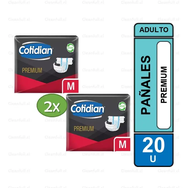 PAÑALES ADULTO COTIDIAN PREMIUN M -20 PACK 2