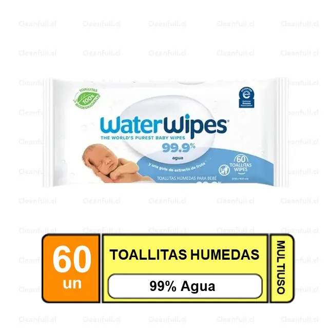 TOALLAS HUMEDAS WATER WIPES 99 % AGUA 60 UN